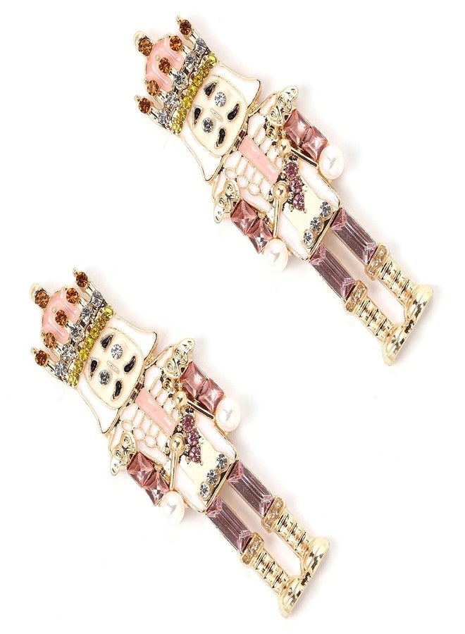 IS4U Christmas Earrings Nutcracker Earrings Cartoon Earrings Creative Beaded Santa Claus Earrings Cute and Fun Nutcracker Novelty Earrings Christmas Party Jewelry for Women (Pink) - Image 5